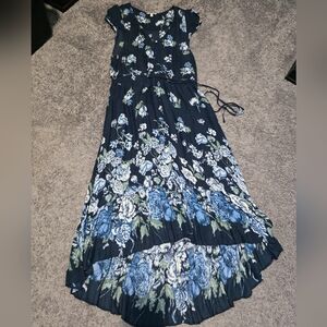 Floral Navy Blue Maxi Skirt